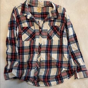 Faded Glory Plaid Button Down Shirt - Red, Blue, White